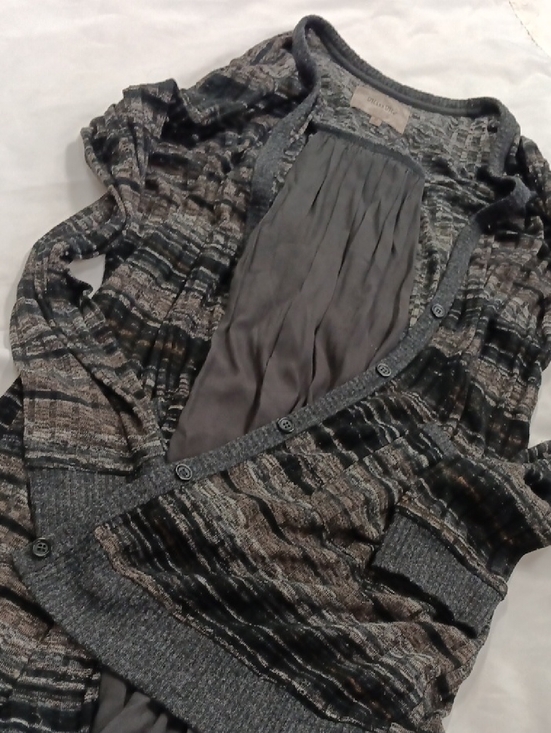 Miss Me Sweaters - Miss Me Gray and Black Striped Lightweight Cardigan